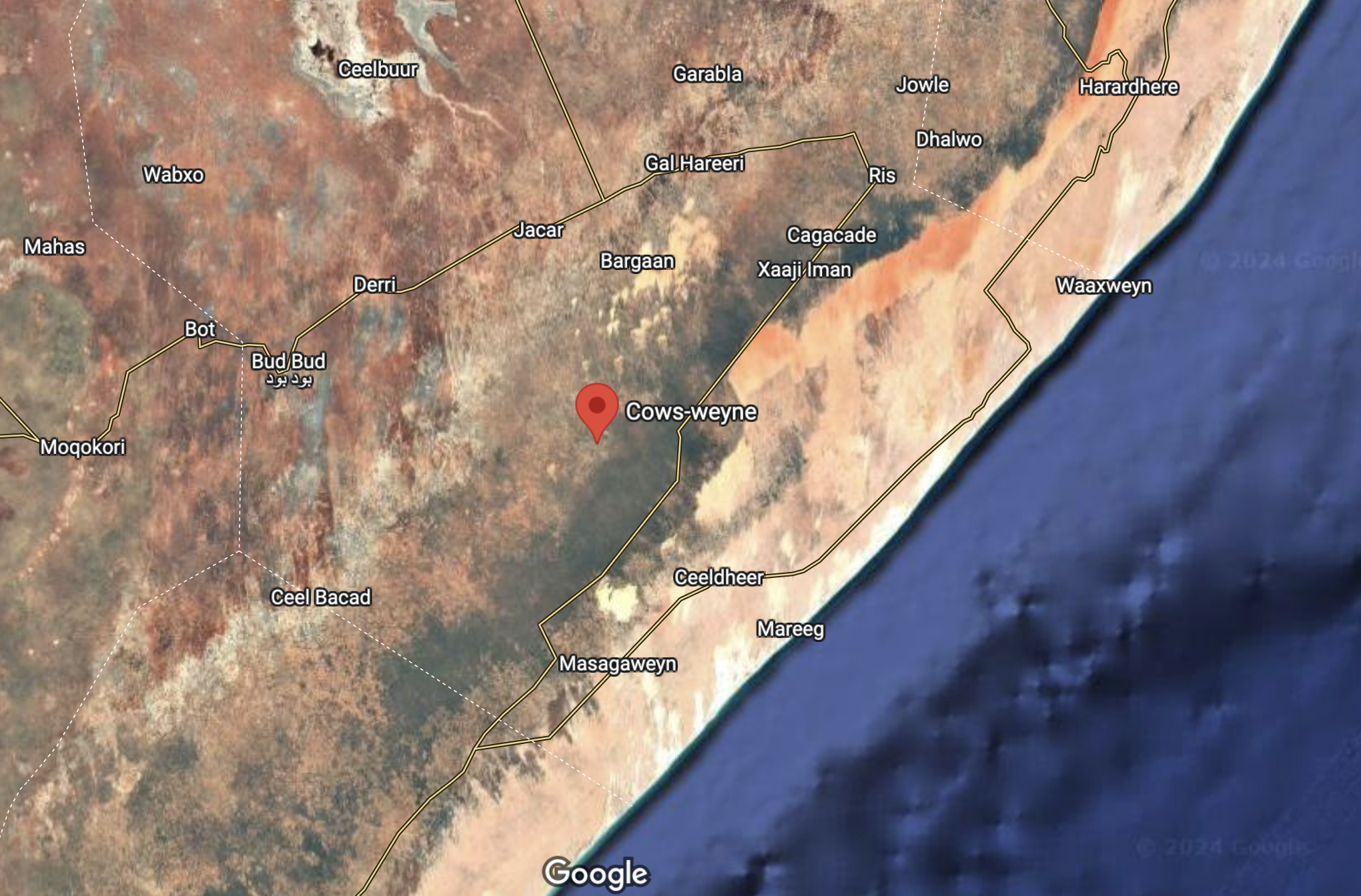 Cowsweyne, located about 290 kilometers from the Somali capital Mogadishu, has seen intense fighting.